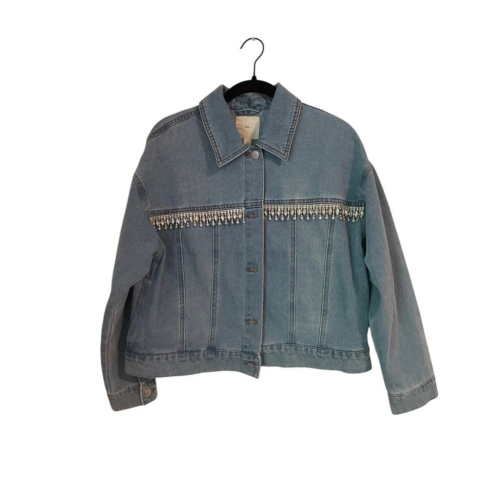 tgla Rhinestone Jean Jacket Western Indie-L
